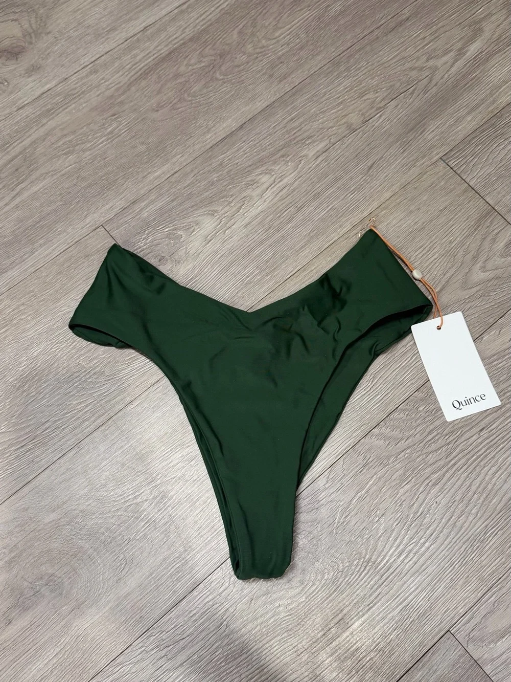 Quince Italian High-Leg Bikini Bottom dark green
